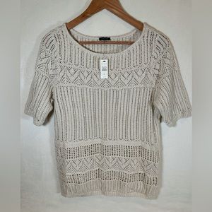 Talbots Knit Sweater Beige Metallic Gold Women’s Size M
